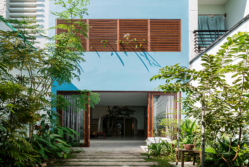 cửa nhôm vân gỗ với nhà truyền thống